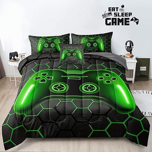 Miniatura 6 de Juego de ropa de cama de 6 piezas tamaño Queen para niños, niñas, adolescentes, ropa de cama de 6 piezas en una bolsa, ropa de cama de videojuegos