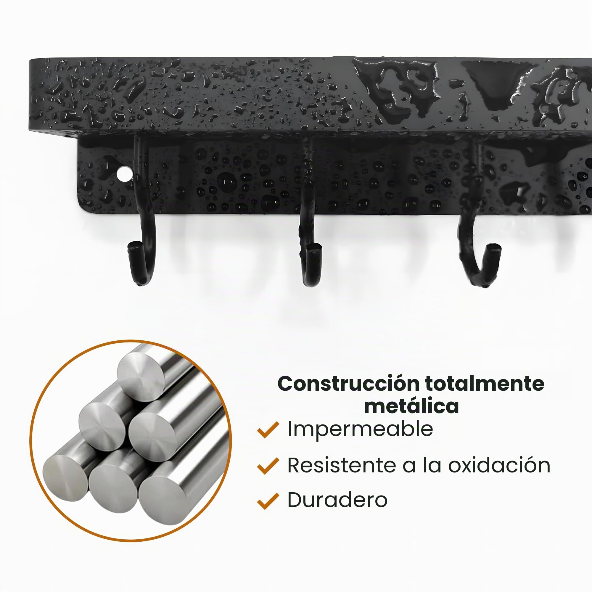 niffgaff Soporte para Llaves de Pared Negro Autoadhesivo, 6 Ganchos para Llaves Montados en la Pared, Percheros para Llaves de Pared Sin Taladro para Salón, Cocina, Oficina