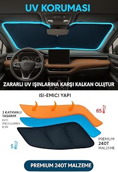 Araba Güneşlik Araba Araç İçi Güneşlik Araç için Ön Cam Güneşliği 78-68 cm 2 parça