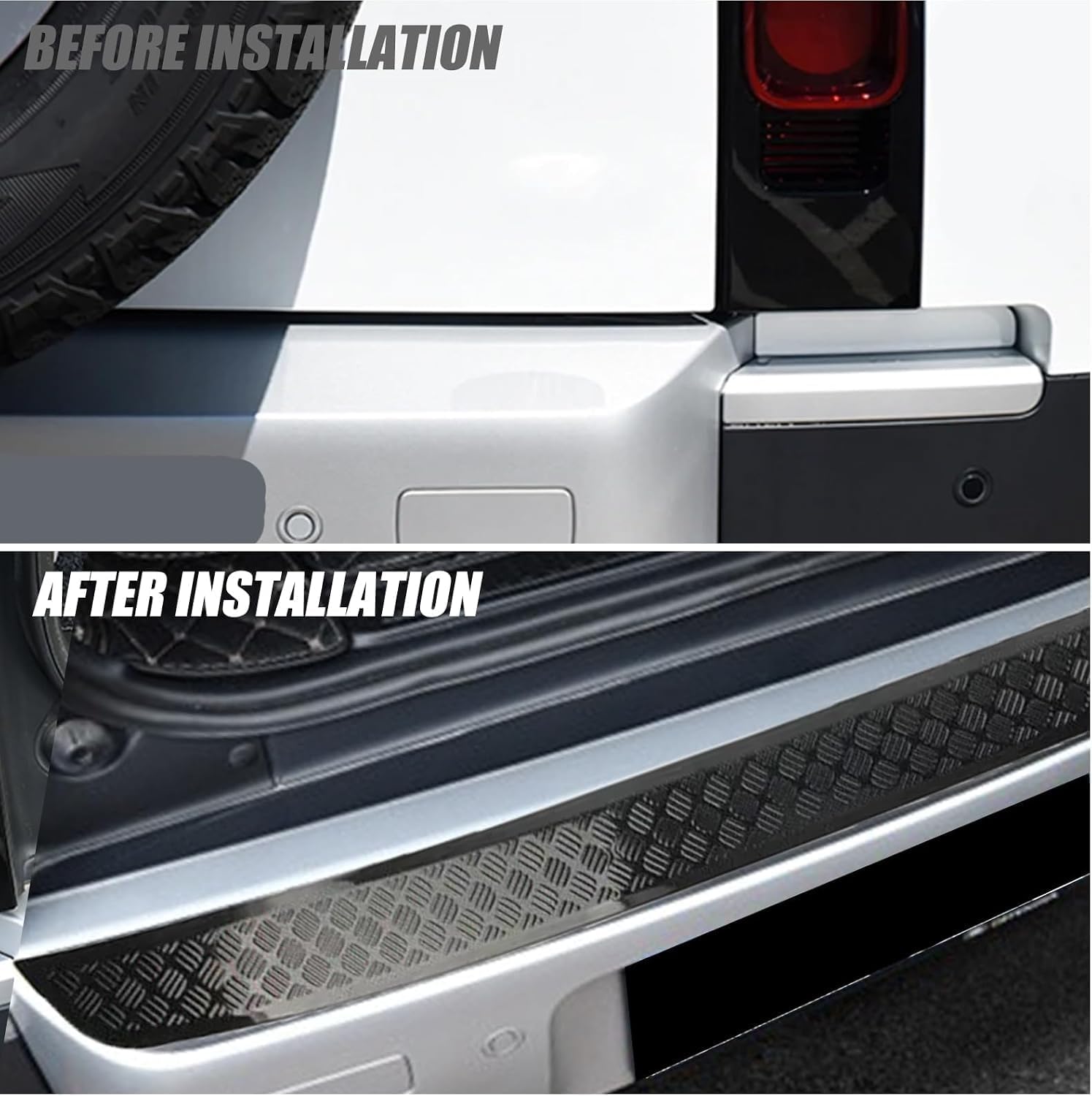 Glossy Black Rear Bumper Tailgate Anti-Scratch Guard Trim for Land Rover Defender 90/110/130 2020-2026 – Upgraded ABS Protective Plate