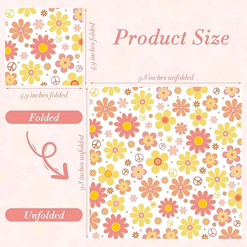 Miniatura 2 de Honoson 100 servilletas de papel con margaritas estilo bohemio, diseño de margaritas hippie, desechables, servilletas de cóctel, almuerzo, cena,