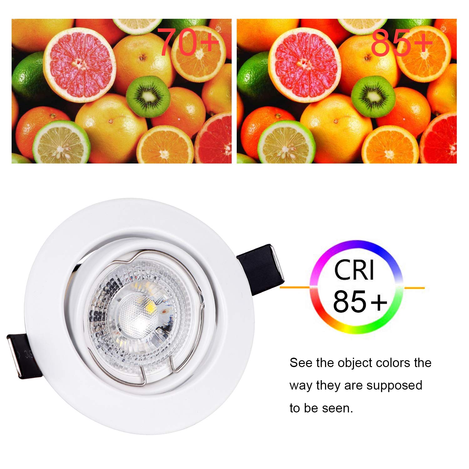 LED Spots Encastrables Orientables GU10 RGB 6W 2700K Blanc Chaud 85V-265V Rond Métal avec Télécommande 6er Set