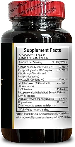 Miniatura 5 de Soporte de memoria cerebral refuerzo de memoria, suplemento cerebral para alerta mental, enfoque y concentración, Cognivive, memoria y enfoque,