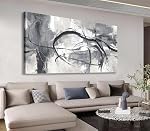 Shoci Large Abstract Wall Art - Gray Blue Beige Canvas Wall Decor Pictures Contemporary Light Grey Painting Prints Modern Graffiti Artwork for Living Room Bedroom Home Office Decoration 73.5 X 147 CM