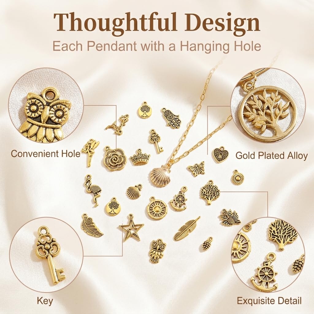 MAYCREATE Charms Set For Jewelry Making DIY, Pendent Kit, Alloy 1