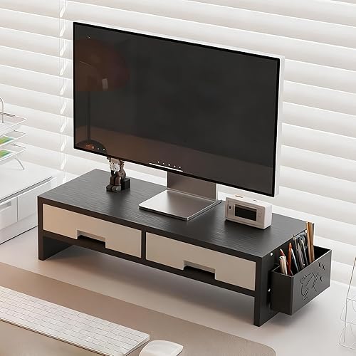 Miniatura 8 de Stand Riser - Ergonomic Double Drawer Desk Organizer for Monitors, Sturdy Computer Stand with Storage Space, Desktop Accessory for Family Home