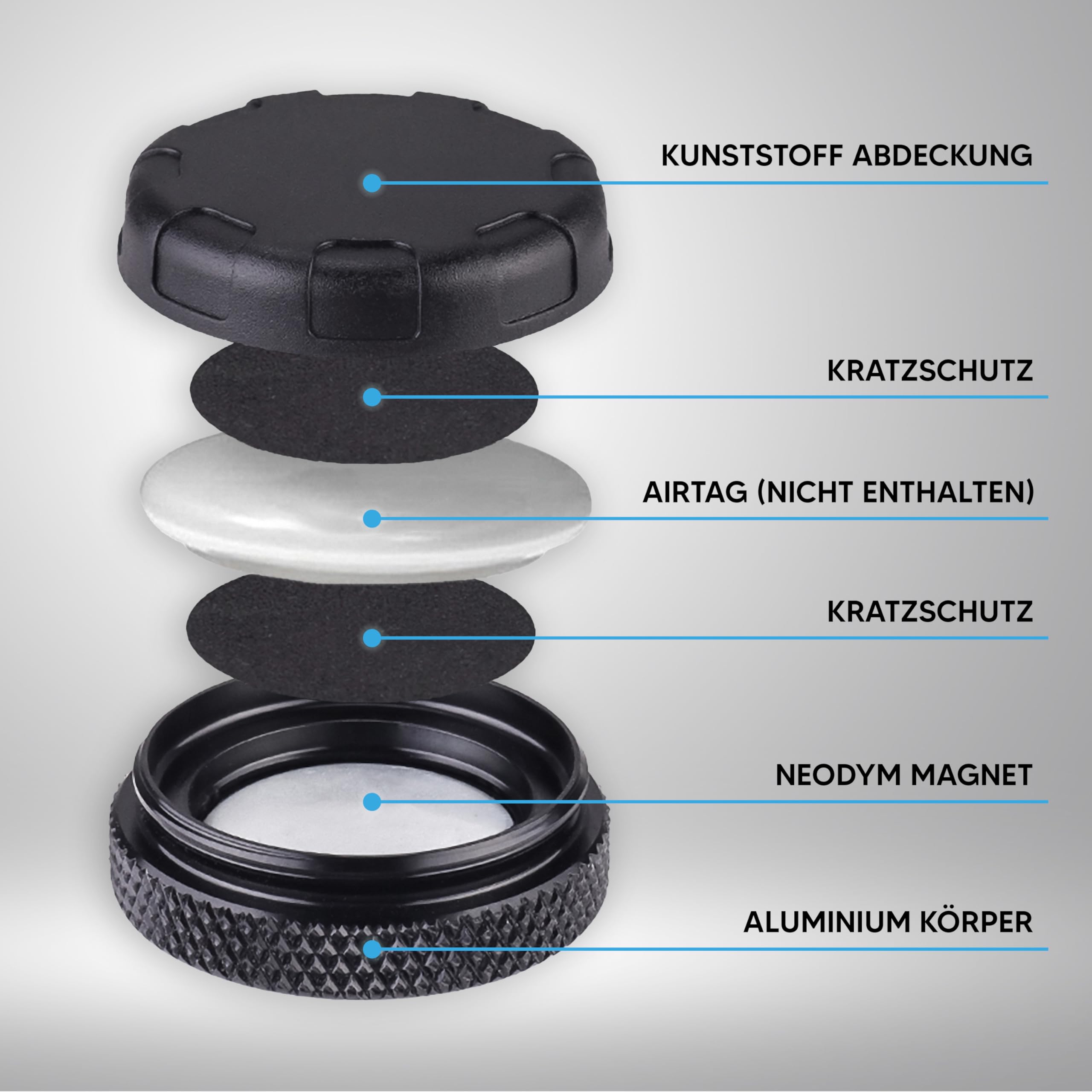 4 Custodie Magnetiche Per AirTag - Coperture In Silicone Morbido Con Supporto Magnetico Nascosto, Facili Da Installare