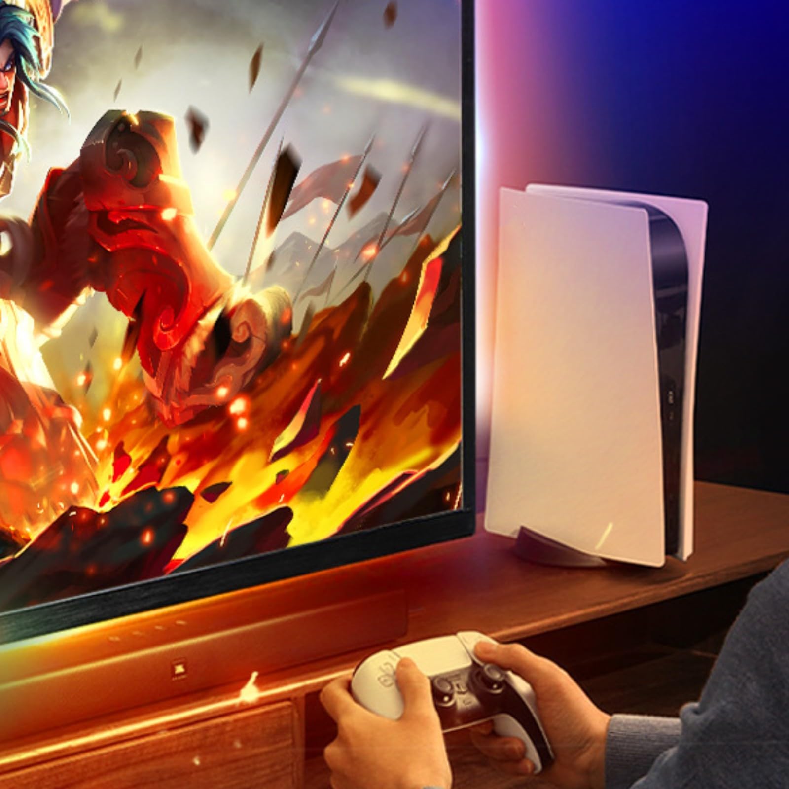 Tira de luz LED, retroiluminación LED de TV con caja de sincronización HDMI, sincronización de música, luces LED RGB que cambian de color, control de aplicación, iluminación flexible de neón para