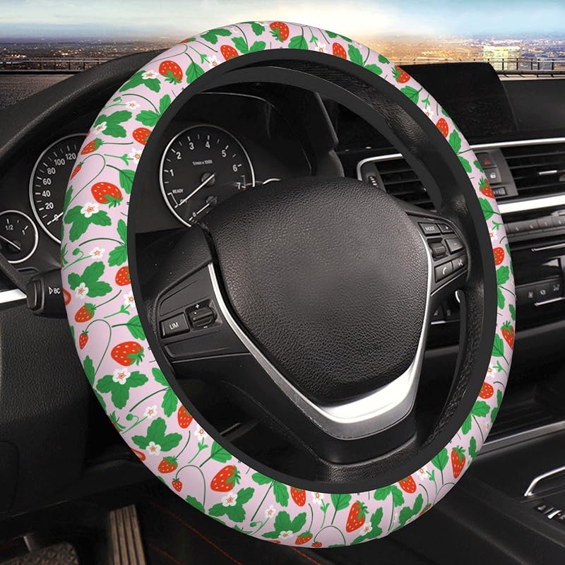 Capa para Volante MOLIAN com Estampa de Morango, Borracha, 38,1 cm