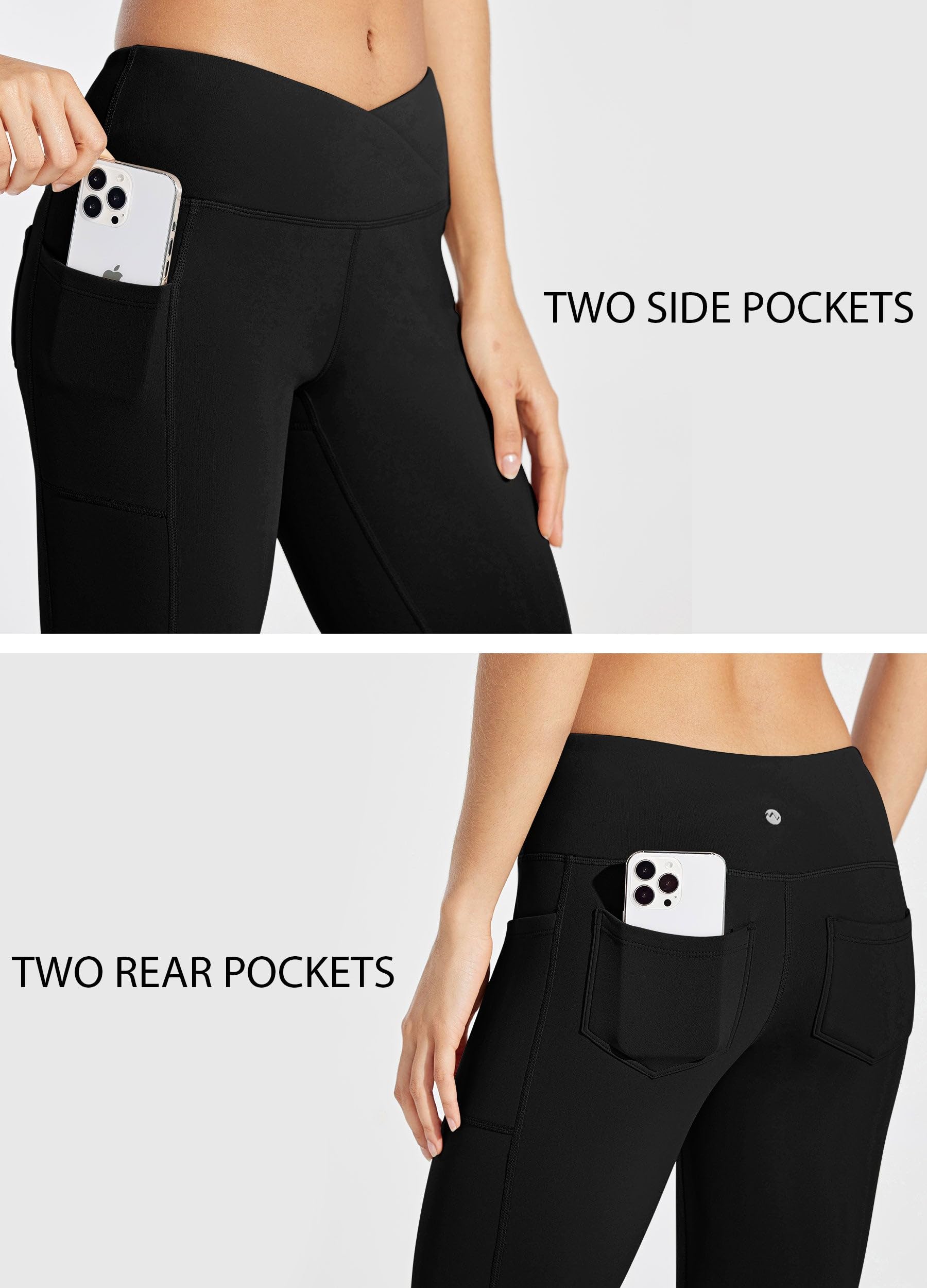 WILLIT Pantalon de yoga doublé thermique pour femme - Pantalon de yoga Bootcut en polaire - Legging chaud pour l'hiver - Pantalon évasé - Pantalon évasé - Pantalon évasé - Imperméable - Taille haute