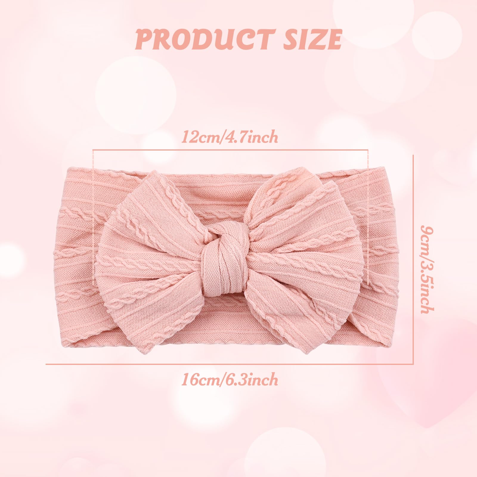 Cinaci 5 Pieces Soft Stretchy Baby Girl Wide Headbands with Bow Headwraps Hair Bows Bands Accessories for Baby Boys Girls Newborns Infants Toddlers - Image 2