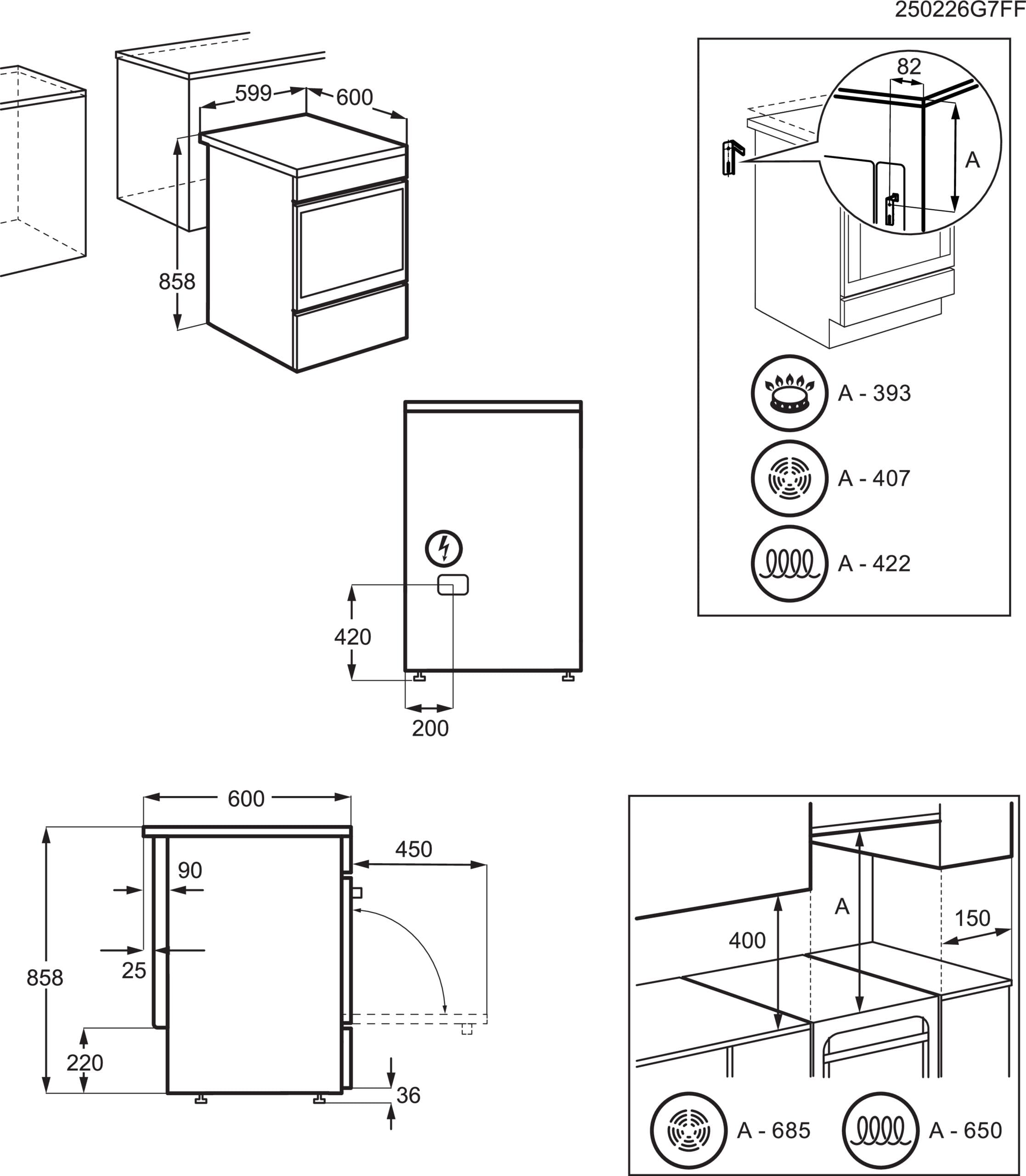 Electrolux LKR620066X - Cucina elettrica con forno, 4 fuochi, 60x60 cm, Classe energetica A