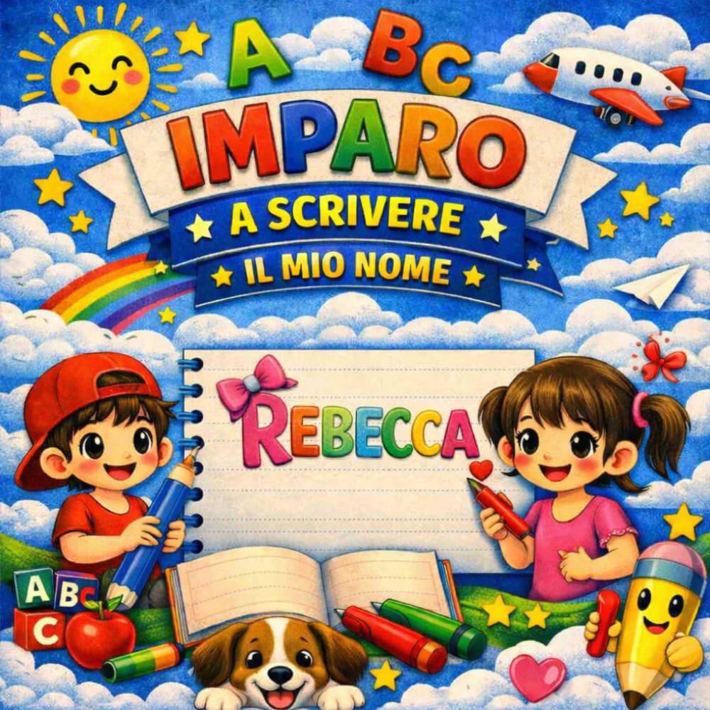 REBECCA — Il mio libro per imparare a scrivere il mio nome: Pregrafismo e scrittura per bambini 3-6 anni | Traccia le lettere del tuo nome | Regalo personalizzato