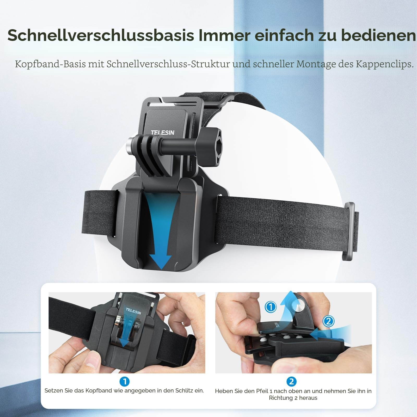 Multifunktions-Kopfband, Kopfgurt Kappenhalterung mit Telefonclip Vertikale Halterung Kit 2-in-1 Handy POV Halterung für GoPro Hero Insta360 DJI Action iPhone Android, Video, Vlog