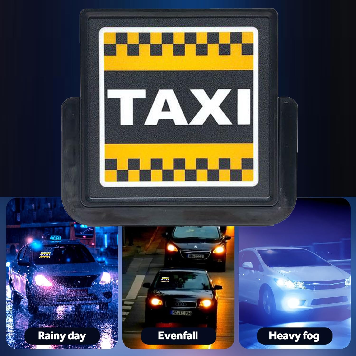 TAXI SIGN - Calcomanías de señal de coche con luz LED brillante para servicio de entrega de alimentos recargable extraíble con soporte de montaje y funcionamiento inalámbrico de 12 horas