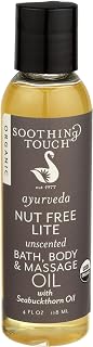 Soothing Touch Nut Free Lite Organic Bath Body & Massage Oil, Unscented, 4 Ounce
