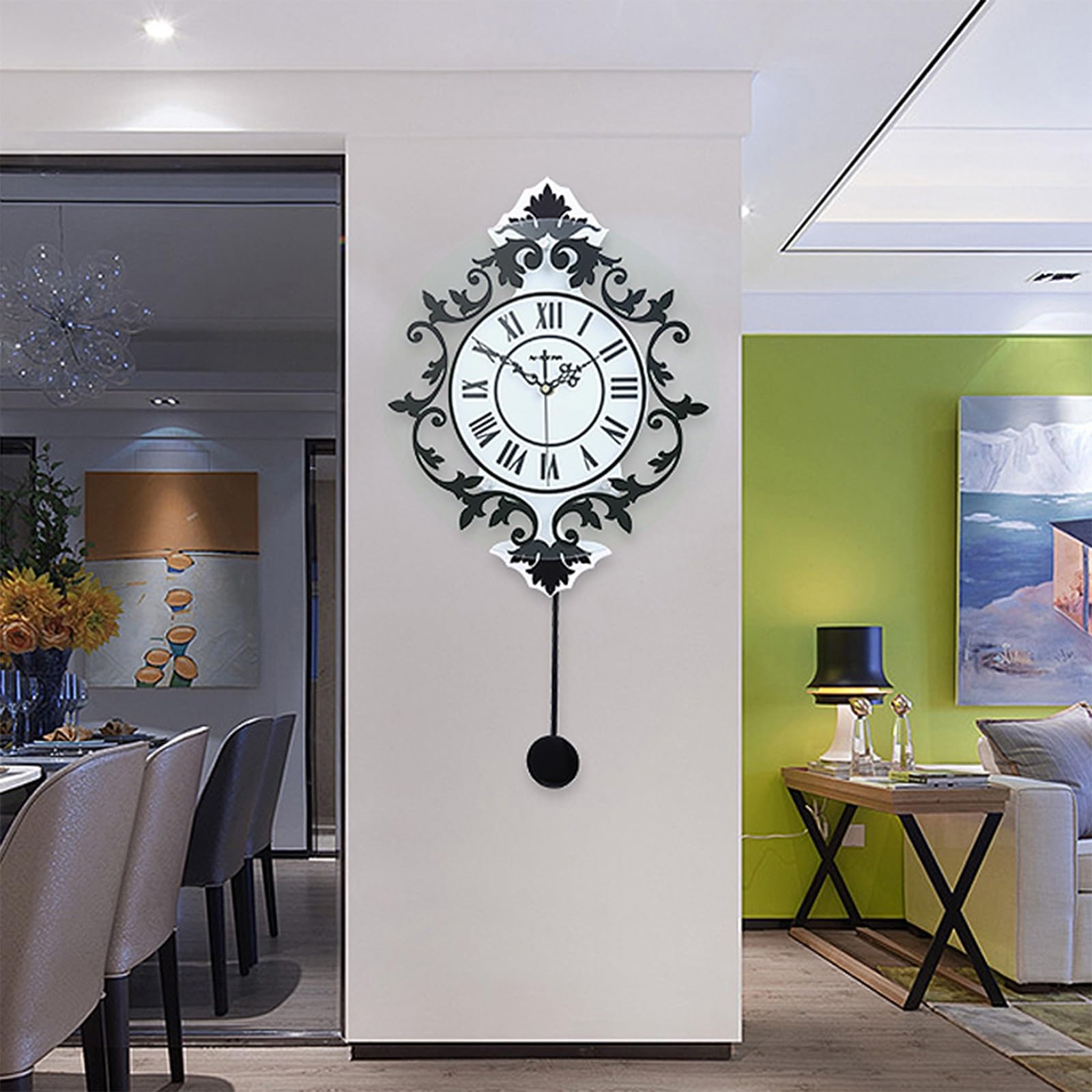 Grande horloge murale noire moderne silencieuse pour ne plus subir les bruits de tic-tac
