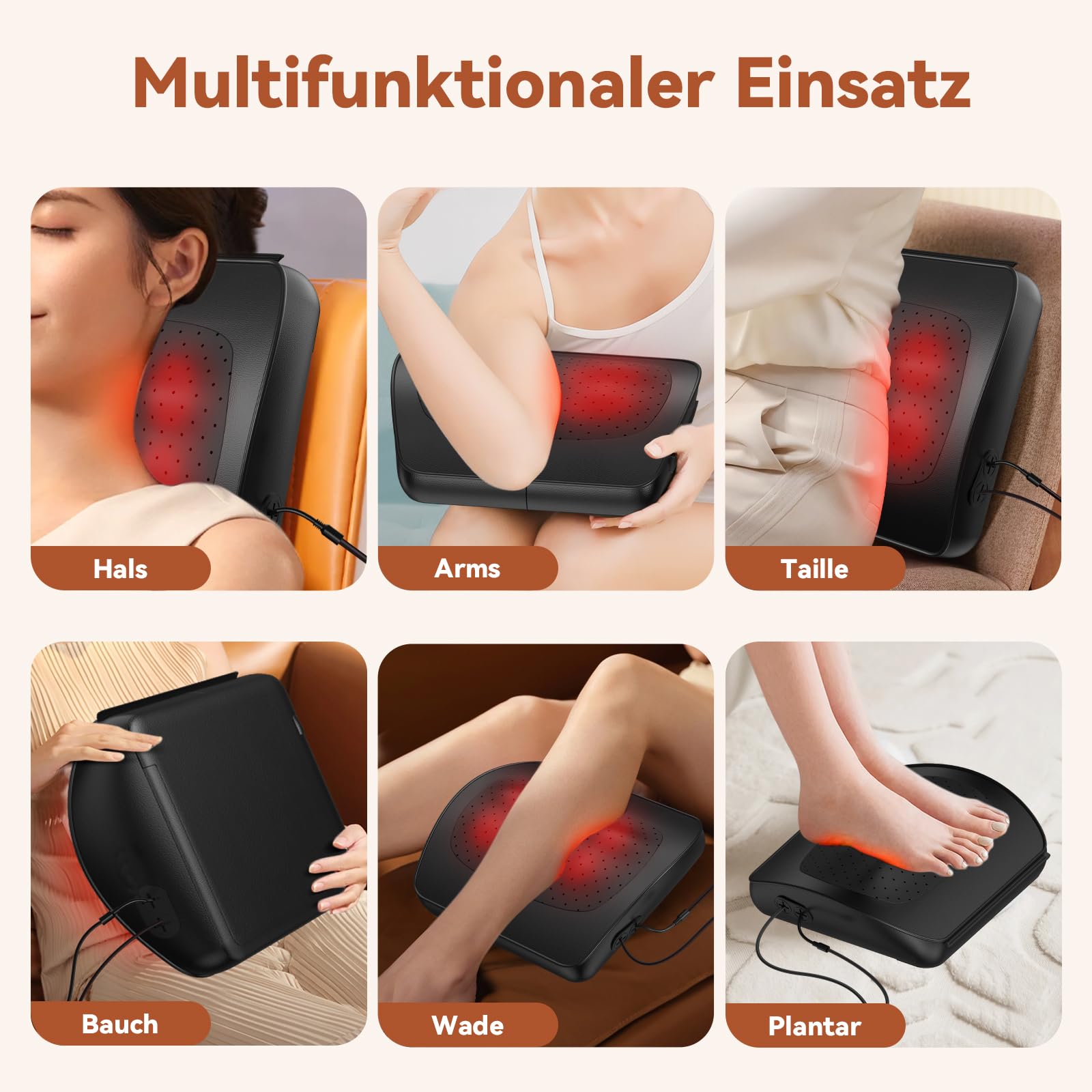 Nackenmassagegerät mit Wärme, Shiatsu Massagegerät 3D Knet Rückenmassagegerät, Massagekissen für Nacken Schulter Rücken, Geschenke für Männer Frauen Mama Papa