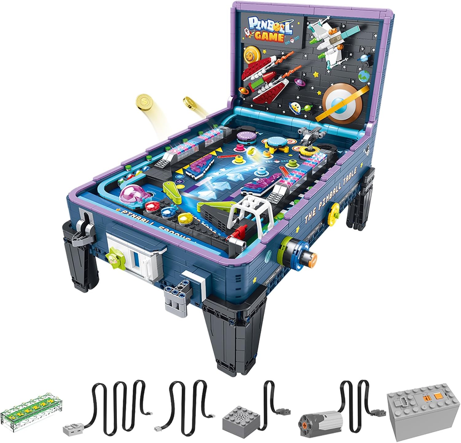 Pinball Machine Building Blocks Set – Creative DIY Construction Toy with Small Parts, Ideal Home Decor Gifts for Christmas, Birthday, Valentine’s Day