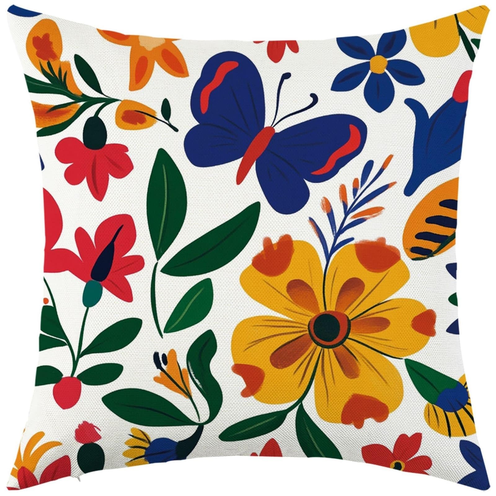 Large Cushion Covers 80cm x 80cm Yellow Flowers Home Decorative Square Cushions,Linen Throw Pillow Cases for Bedroom Sofa Farmhouse with Invisible Zipper