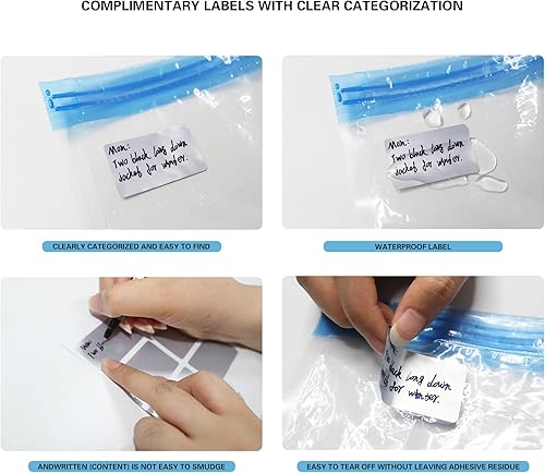 Miniatura 3 de Juego de bolsas de almacenamiento de compresión al vacío con etiquetas de bomba manual y bolsas de viaje para bolígrafo, bolsas de almacenamiento al