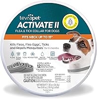 Vista 1 de TevraPet Activate II Collar antipulgas y garrapatas para perros pequeños, prevención de 12 meses, 2 unidades, se adapta a cuellos de hasta 15