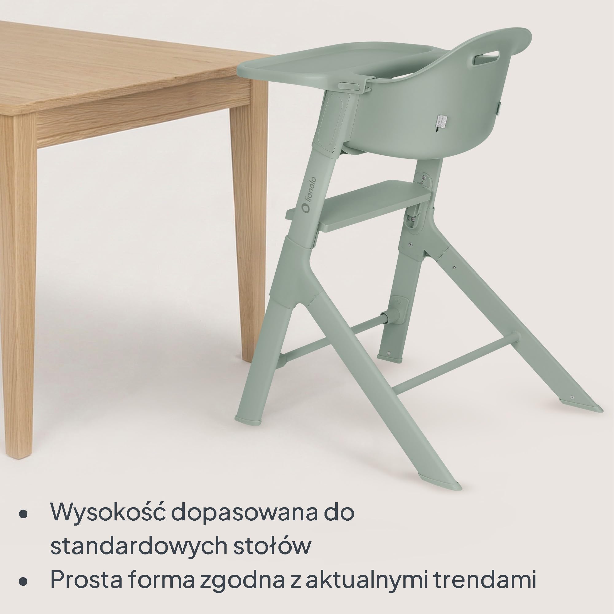 Lionelo BENY krzesełko dla dziecka 6 miesięcy - 3 lata przesuwna taca 2 pozycje, krzesełko ewolucyjne z podnóżkiem regulowanym jedną ręką, pasy 3-punktowe, łatwe do czyszczenia, zmywalna poduszka