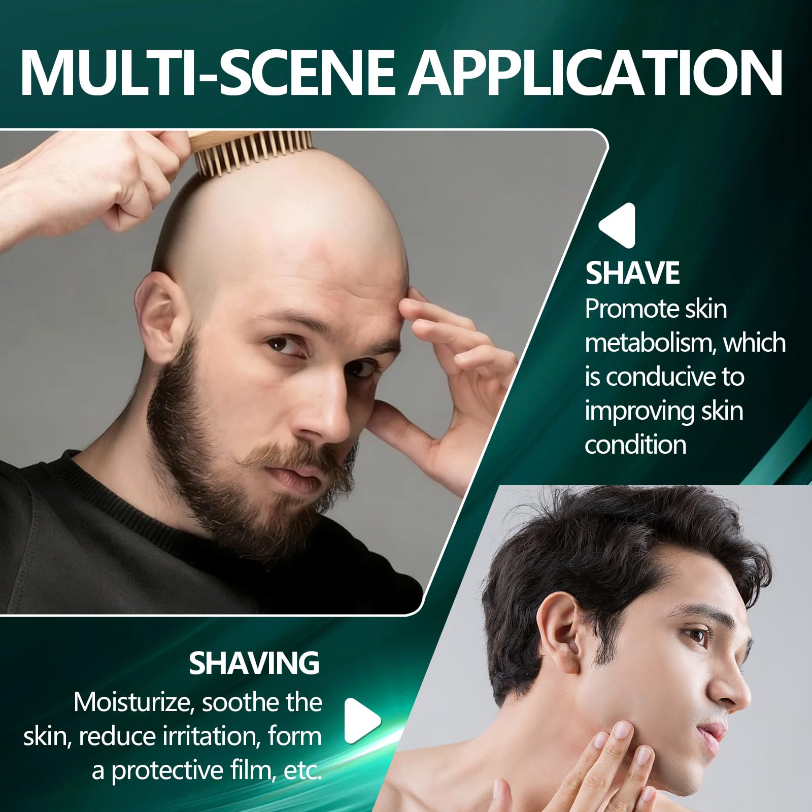 50ml Crema Teste Rasate, Crema Teste Calve Idratante e Lenitivo Nutriente, Cura del Cuoio Capelluto Dopo la Rasatura, Non Grassa, per Uomo Cuoio Capelluto Calvo