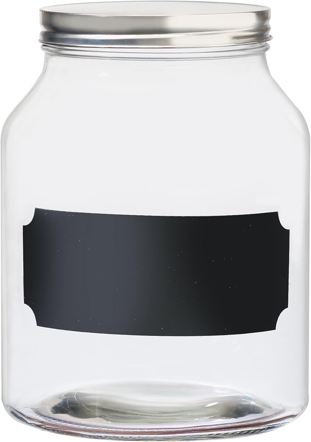 Amici Home Venice Chalkboard Glass Canister | Dry Food Storage Jar with Twist Top Lid | Glass Jar for Pantry, Kitchen Countertop | Chalk Included | 96 Ounces, Medium