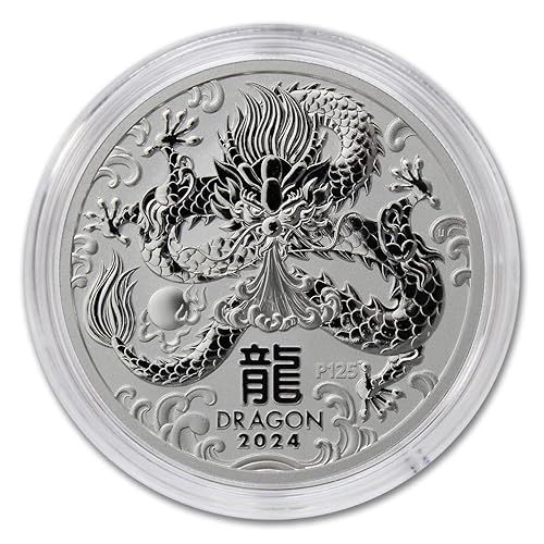 Miniatura 2 de 2024 P 1 oz Silver Australian Lunar Series III Year of the Dragon Coin (in Capsule) Brilliant Uncirculated with Certificate of Authenticity $1