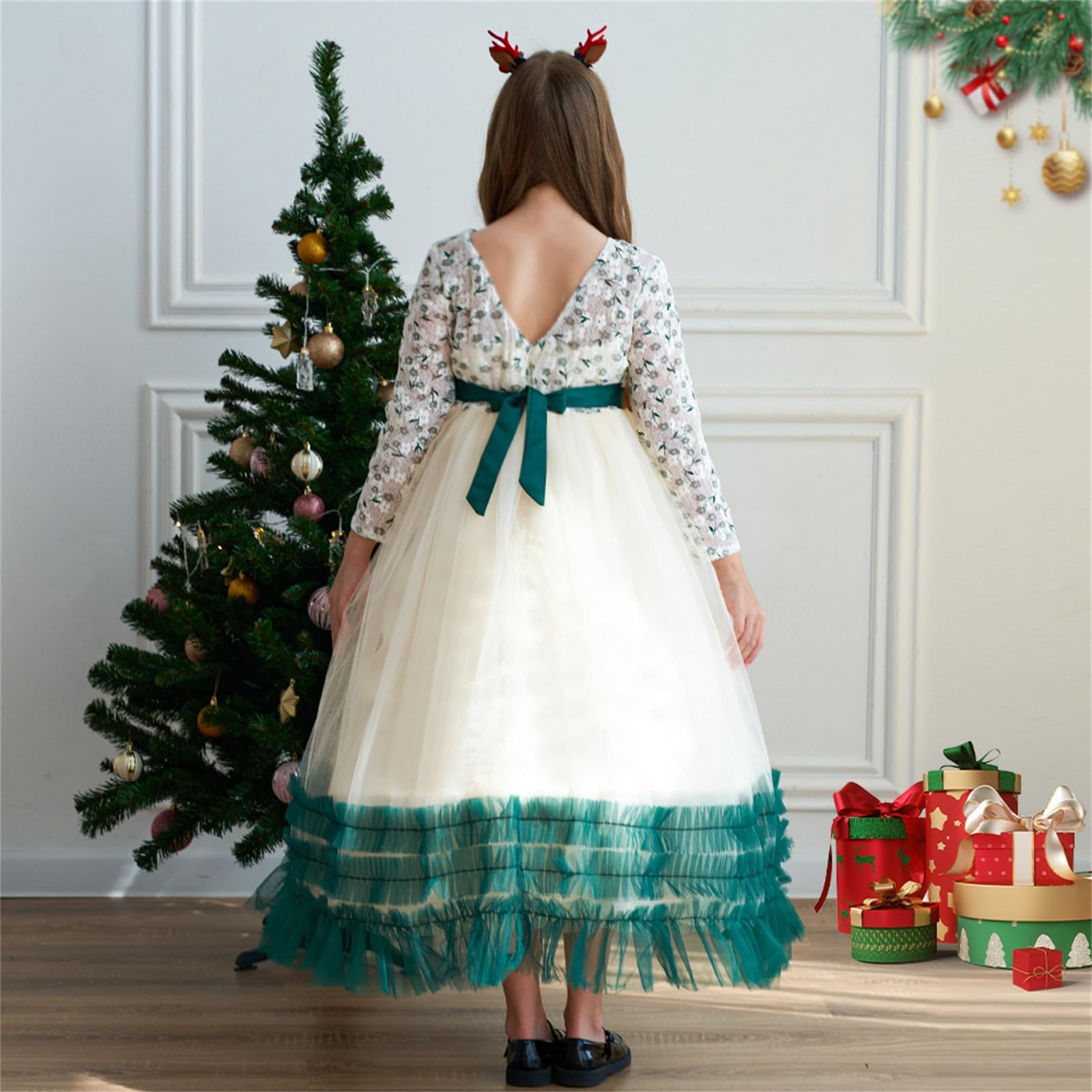 Generisch Vestidos para niñas vestidos de niña traje de Navidad para niñas vestido de Navidad Nochevieja cálido y acogedor vestido con purpurina para niños pequeños ropa de bebé niñas
