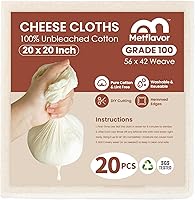Vista 10 de 12 paños de queso reutilizables para colar de 20 x 20 pulgadas, paños de queso de grado 100 con bordes dobladillados, 100% algodón sin blanquear