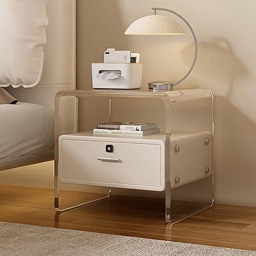 Miniatura 9 de TBQATNTS Mesita de noche inteligente de acrílico con bloqueo de huellas dactilares, Mesita de noche acrílica, Mesita de noche moderna minimalista,