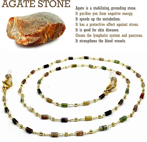 Miniatura 3 de Cadenas de gafas hechas a mano Retenedor de gafas con cuentas Soporte de correa de gafas con cuentas de piedra natural Retenedor de gafas