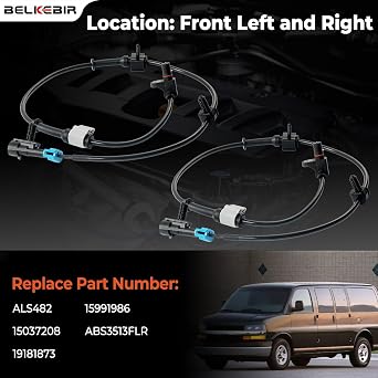 Front ABS Wheel Speed Sensor Left & Right Compatible with Chevy Avalanche Express Silverado Suburban Tahoe, GMC Savana Sierra Yukon XL, Cadillac Escalade Replace ALS482, 15991986, 15037208, 19181873