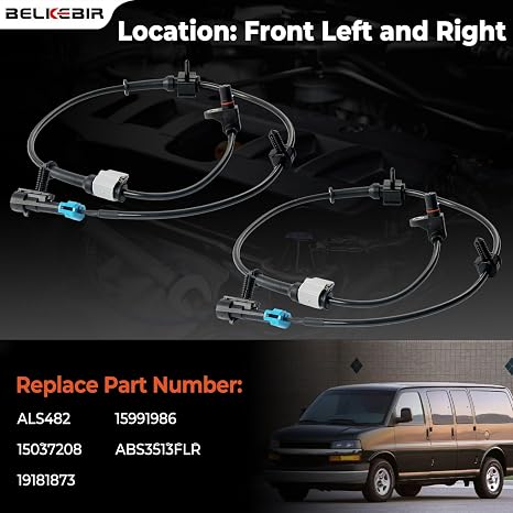 Front ABS Wheel Speed Sensor Left & Right Compatible with Chevy Avalanche Express Silverado Suburban Tahoe, GMC Savana Sierra Yukon XL, Cadillac Escalade Replace ALS482, 15991986, 15037208, 19181873