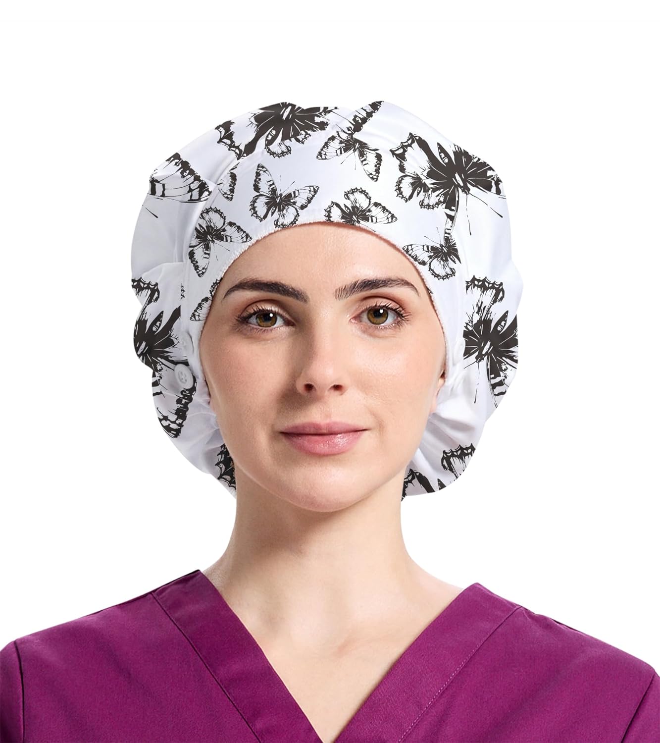 EQFPY Bouffant Caps Working Cap with Button and Sweatband Adjustable Scrub Caps for Women Men Multi Color