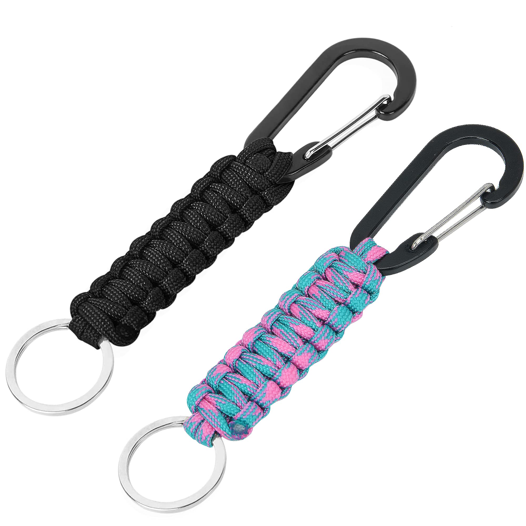 AWSMORE 2 Pieces Paracord Keychain with Carabiner,Lanyard Clip for Keys Water Bottle Holder Backpack
