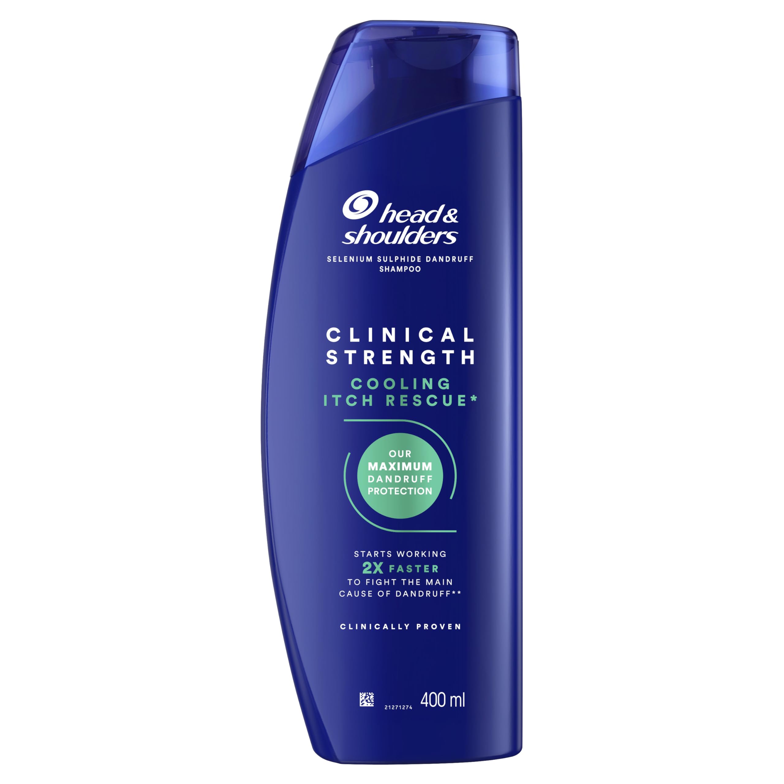Head & Shoulders Cooling Itch Rescue 400ml Selenium Sulphide Anti-Dandruff Shampoo, Clinical Strength, Fights Stubborn Dandruff and Itch, with Intense Cooling Menthol