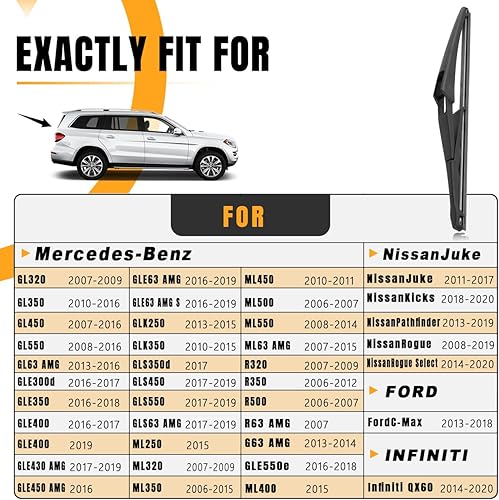 Miniatura 7 de AUTOBOO Repuesto de limpiaparabrisas trasero de 12 pulgadas para Mitsubishi Outlander 2020-2007 Suzuki Aerio 2007-2004 Toyota Corolla Hatchback