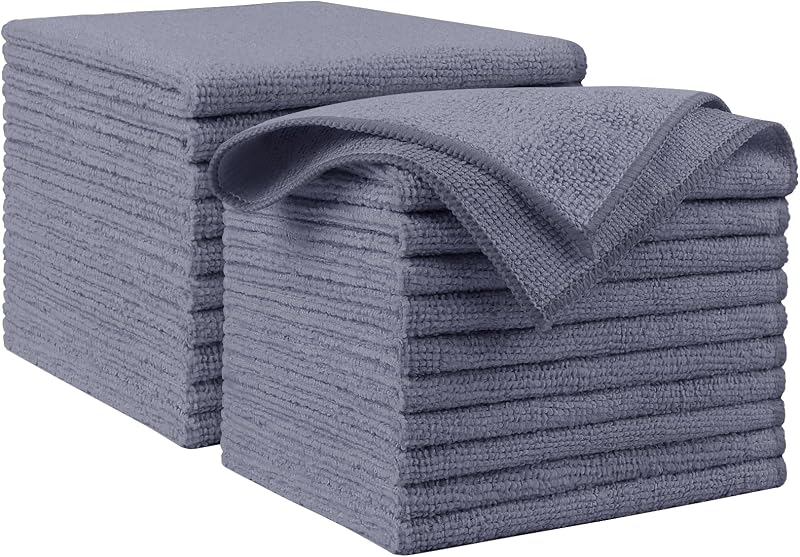 AIDEA Microfiber Cleaning Cloth Grey 20PK, Microfiber Towels 12"×12" | Premium Car Towels,Dusting Cloth Cleaning Rags,Cleaning Towels for SUVs, House, Kitchen, Window, Workshops, Cleaning Supplies