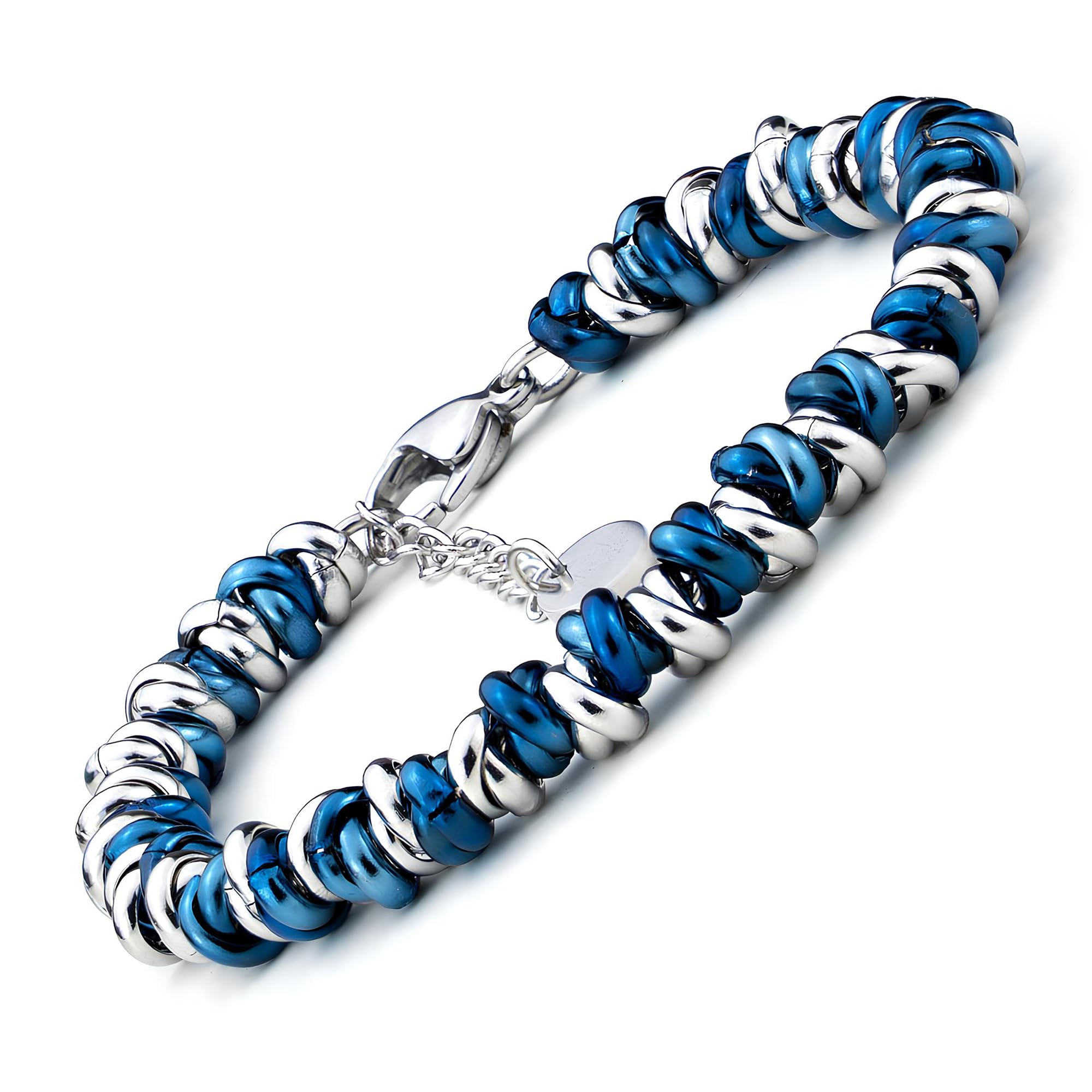 SAGA GIOIELLI Pulsera Mujer en Acero Inoxidable Entrelazado, Regalos Originales para Mujer, Niña, Chica, Madre, Amiga, Brazalete Ajustable De 17,5 a 20,5 cm