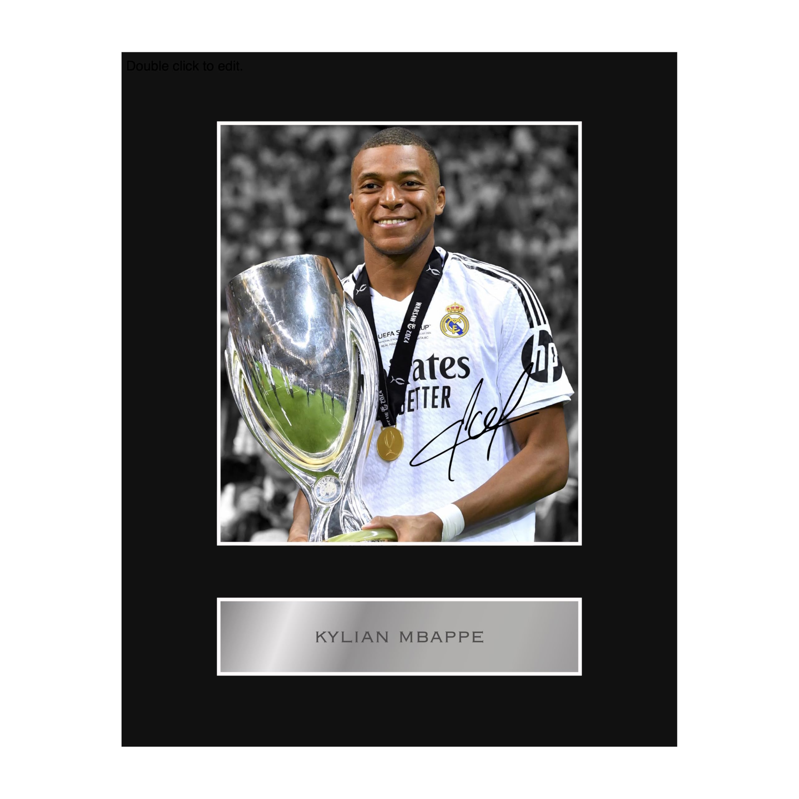Generic Kylian Mbappe RM Pre Printed Signature Signed Mounted Photo Display #11 Printed Autograph Picture 10x8 Inch Mount Wall Art Photograph for Living Room