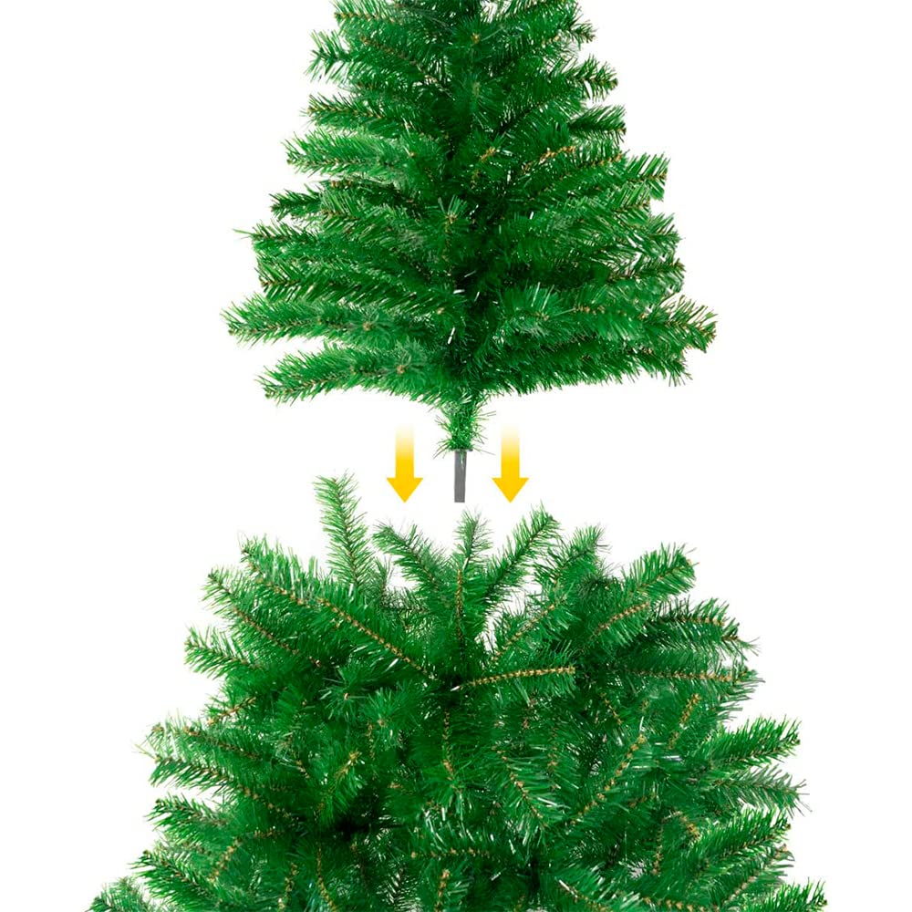 SOLAGUA Árbol de Navidad Artificial Abeto de Hoja Espumillón 150-240cm Arboles C/Soporte Metálico (Verde Brillo, 180cm 470Tips)