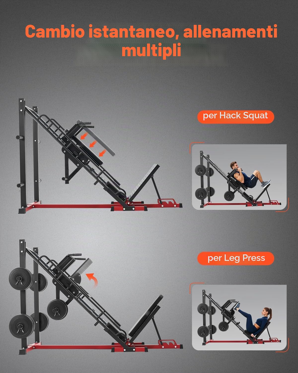 VEVOR Macchine Esercizi delle Gambe, Attrezzatura Gambe Presa Combo Regolabile, con Cuscinetto Lineare, Allenamento delle Gambe per Palestra, per Quadricipiti, Pali per Pesi da 50 mm