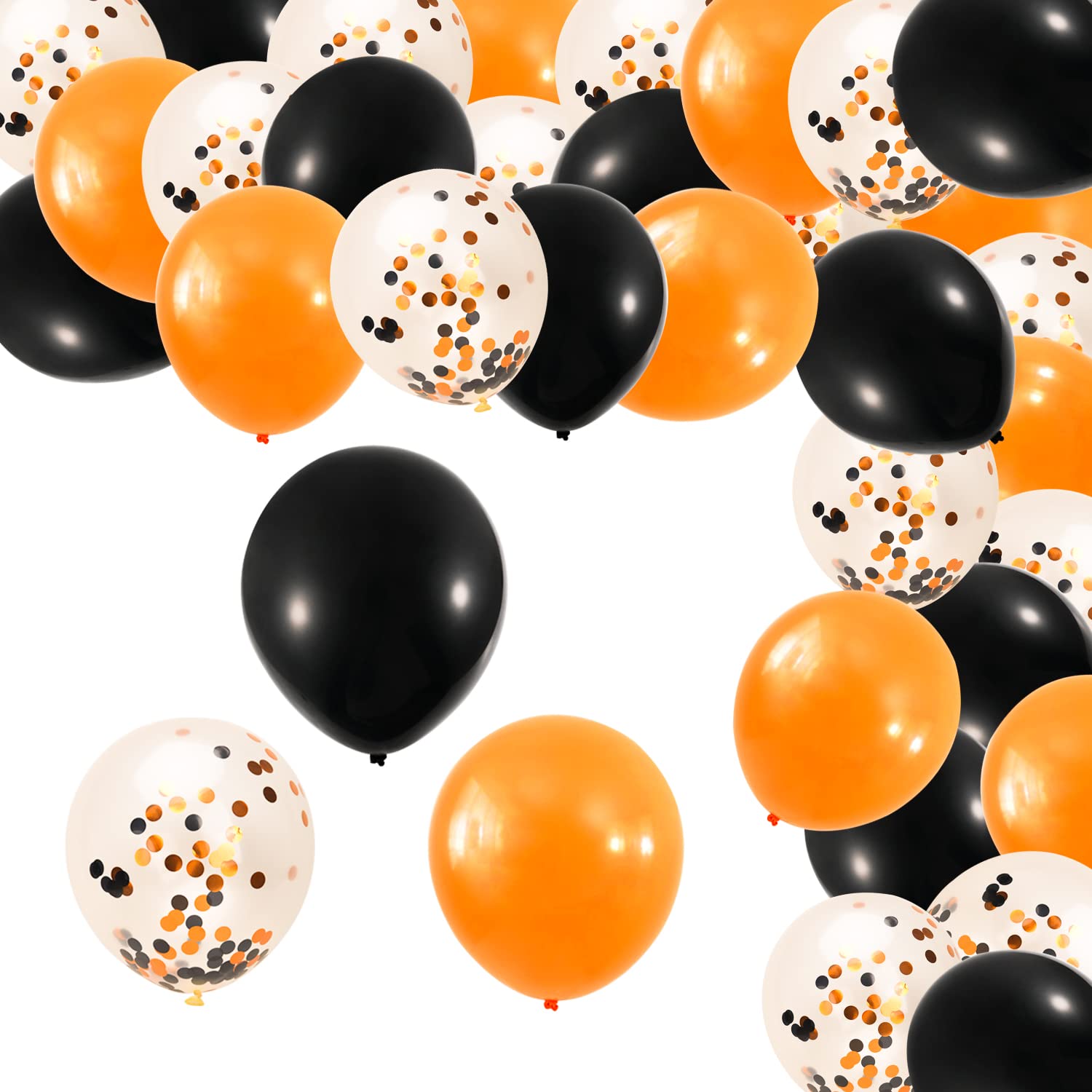 Halloween Luftballons Set – 30 Stück In Orange, Schwarz & Weiß, 12 Zoll (ca. 30 Cm) Mit Konfetti, Für Partys