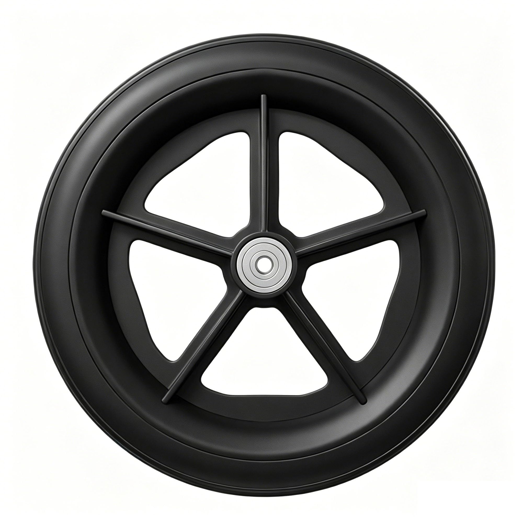 Genterun Black Wheelchair Front Wheel, Solid Tire, With Bearing(,6In)