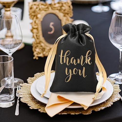 Miniatura 4 de Sieral 50 bolsas de regalo de satén de agradecimiento con cordón grandes para joyas, bolsas de regalo para bodas, despedidas de soltera, regalos de