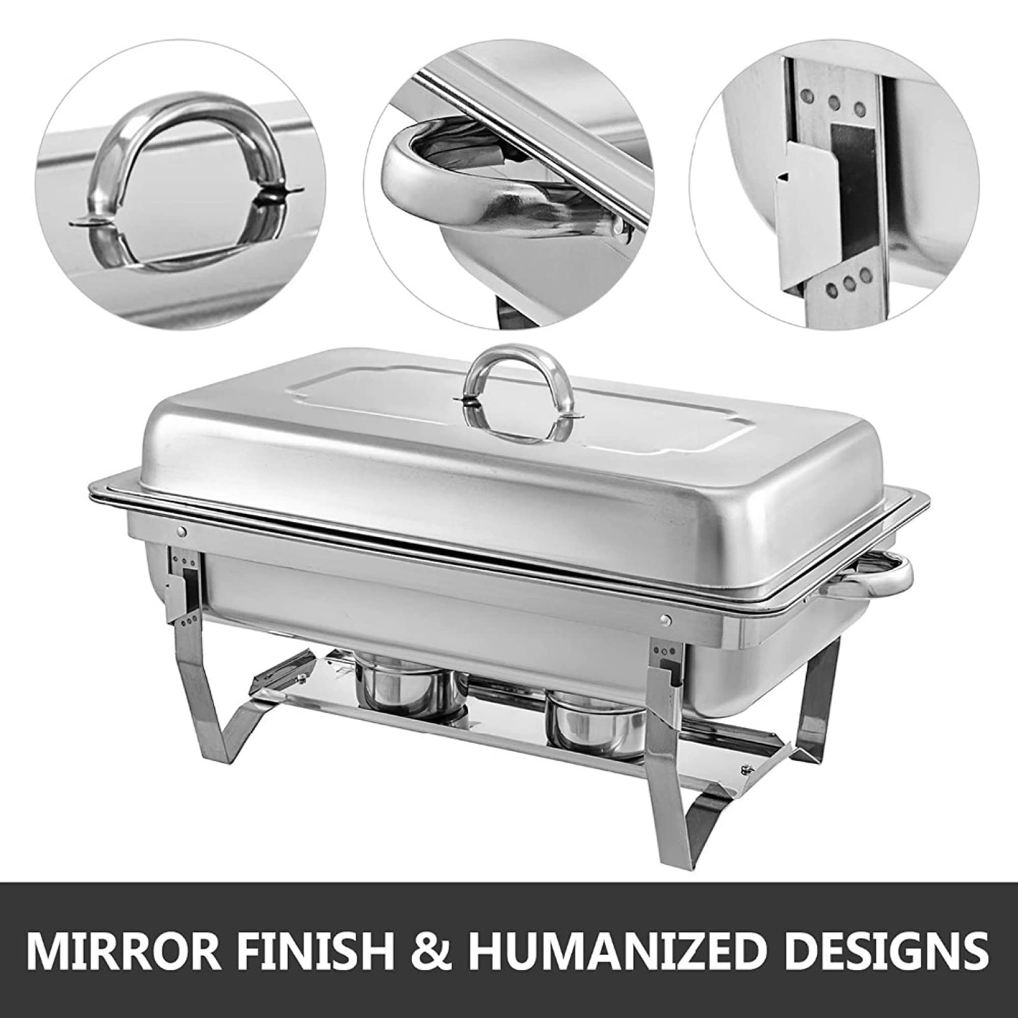 8 QT Zestaw Bufetowy Do Naczyń Chafing Dish 2 Opakowania Podgrzewacz Do Żywności Ze Stali Nierdzewnej Taca Obiadowa Samoobsługowa Zastawa Stołowa Na Wesela Przyjęcia Bankiety Catering Wydarzenia