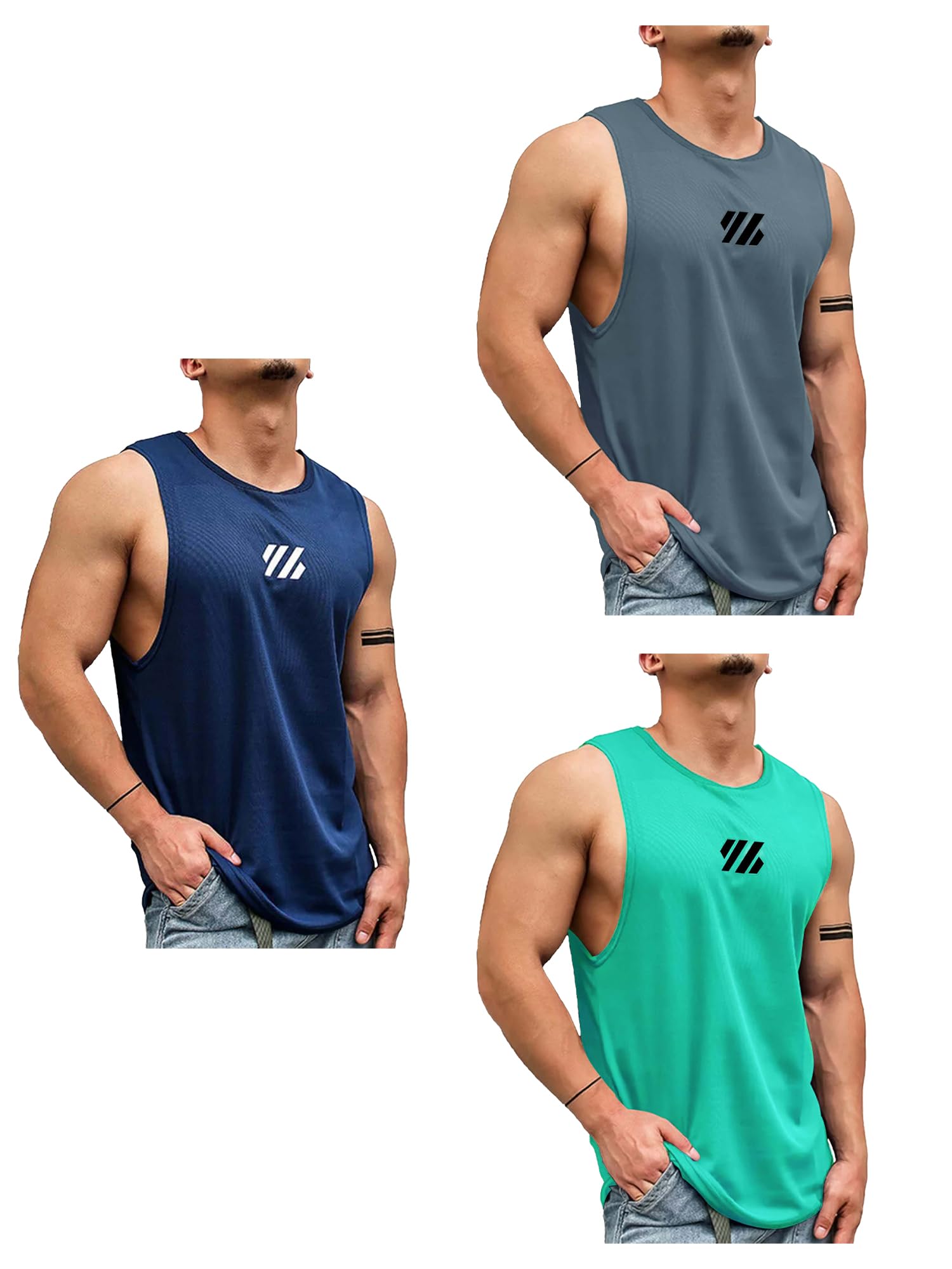jump cuts Men Vest || Printed Polyester Vest for Men || Sleeveless Slim Fit Vest For Men || Black and Navy Vest-picture-21
